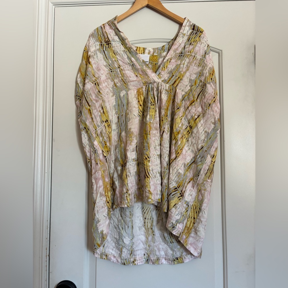 Skylar + Madison Pink and Yellow Oversized Blouse. Size Small.